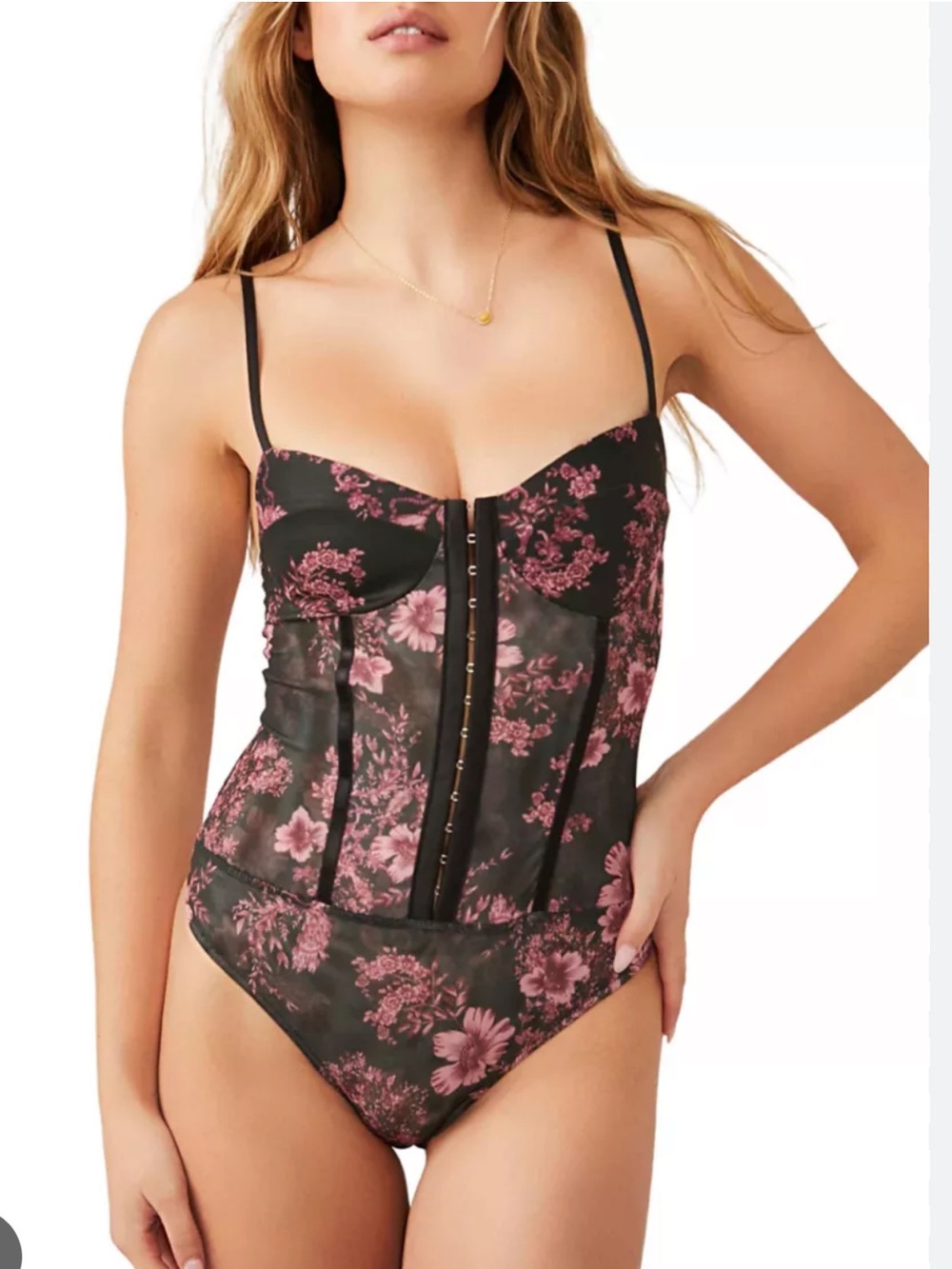NWOT Free People Intimately Night Rhythm Bodysuit Floral Size M